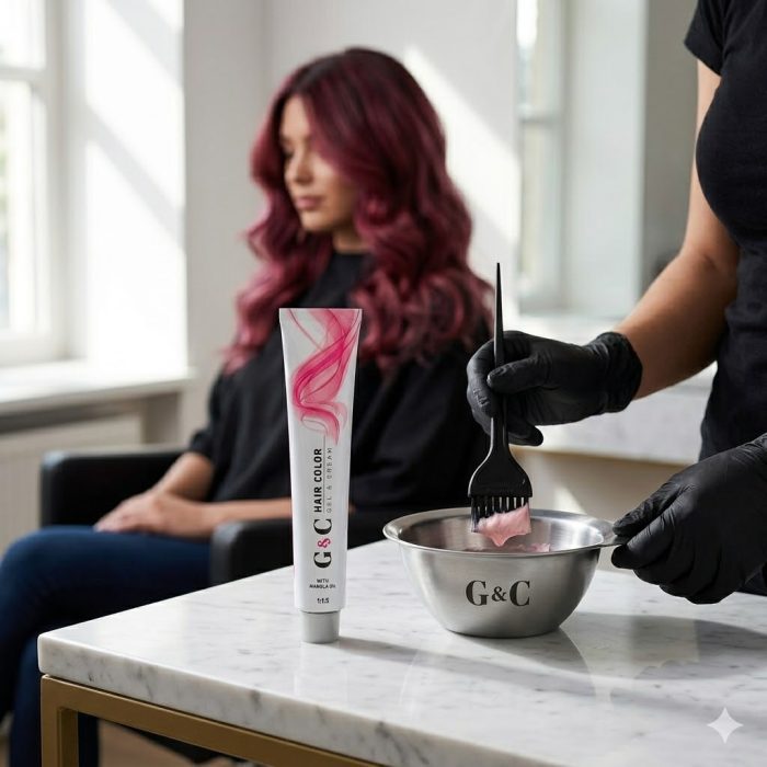 woman setting for color