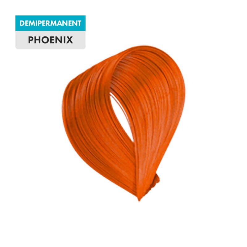 A teardrop loop of vivid orange G&C Hair Color